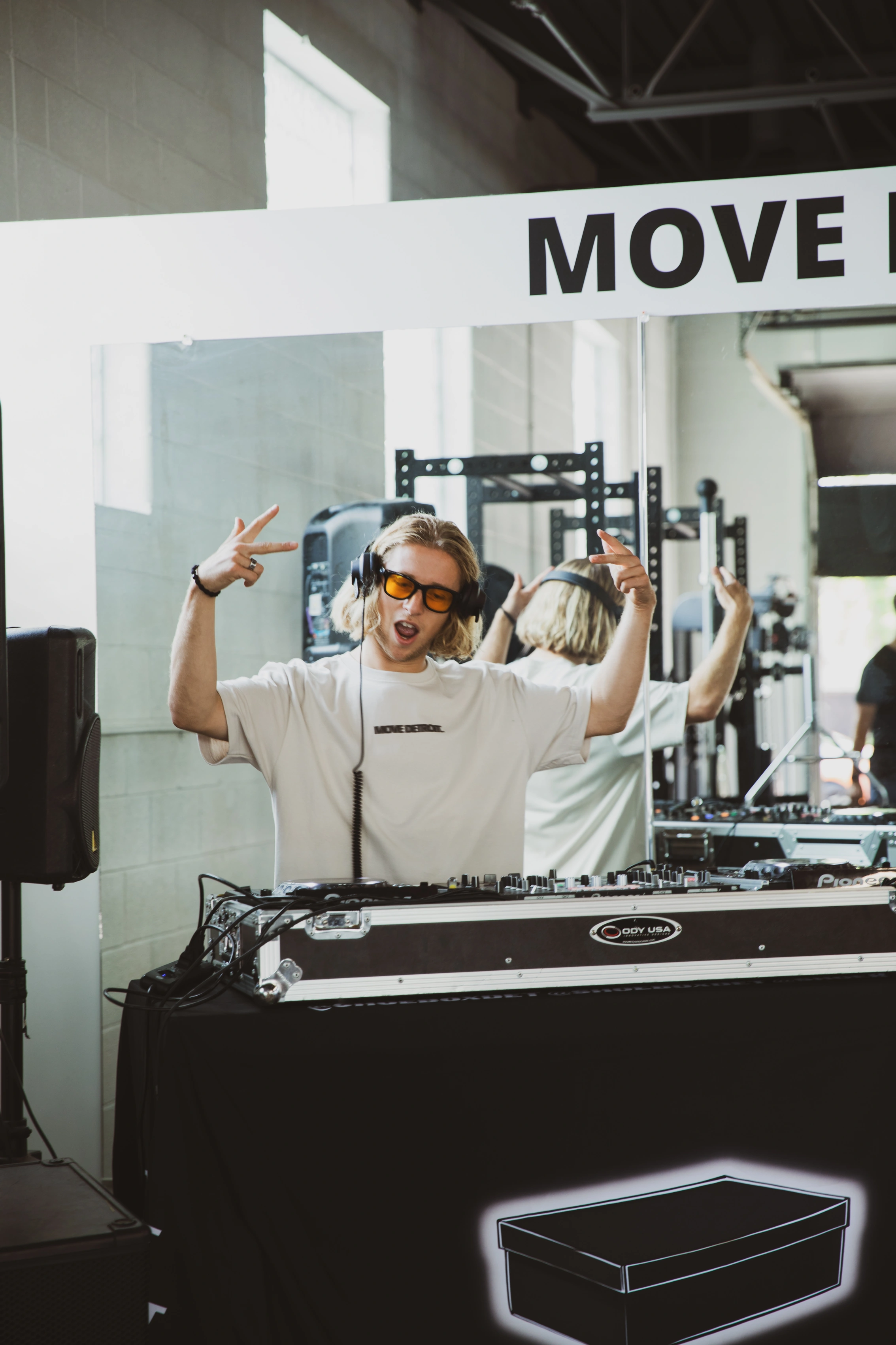 Live DJ set on the floor at Move Detroit